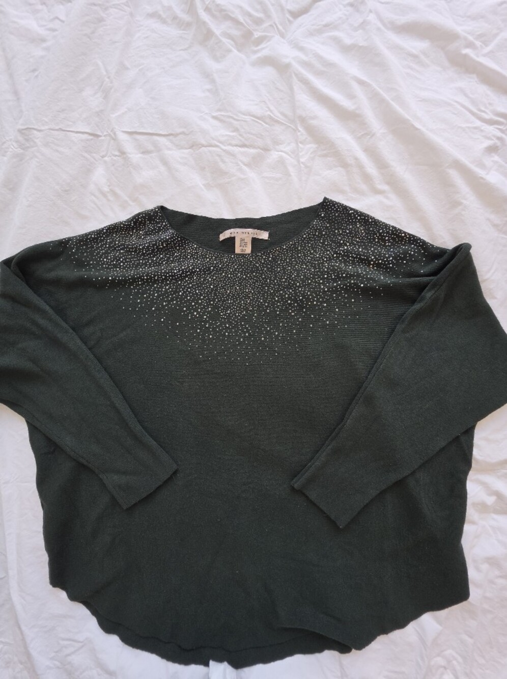 Max Studio Embellished Dark Green Women's Sweater Size 2X